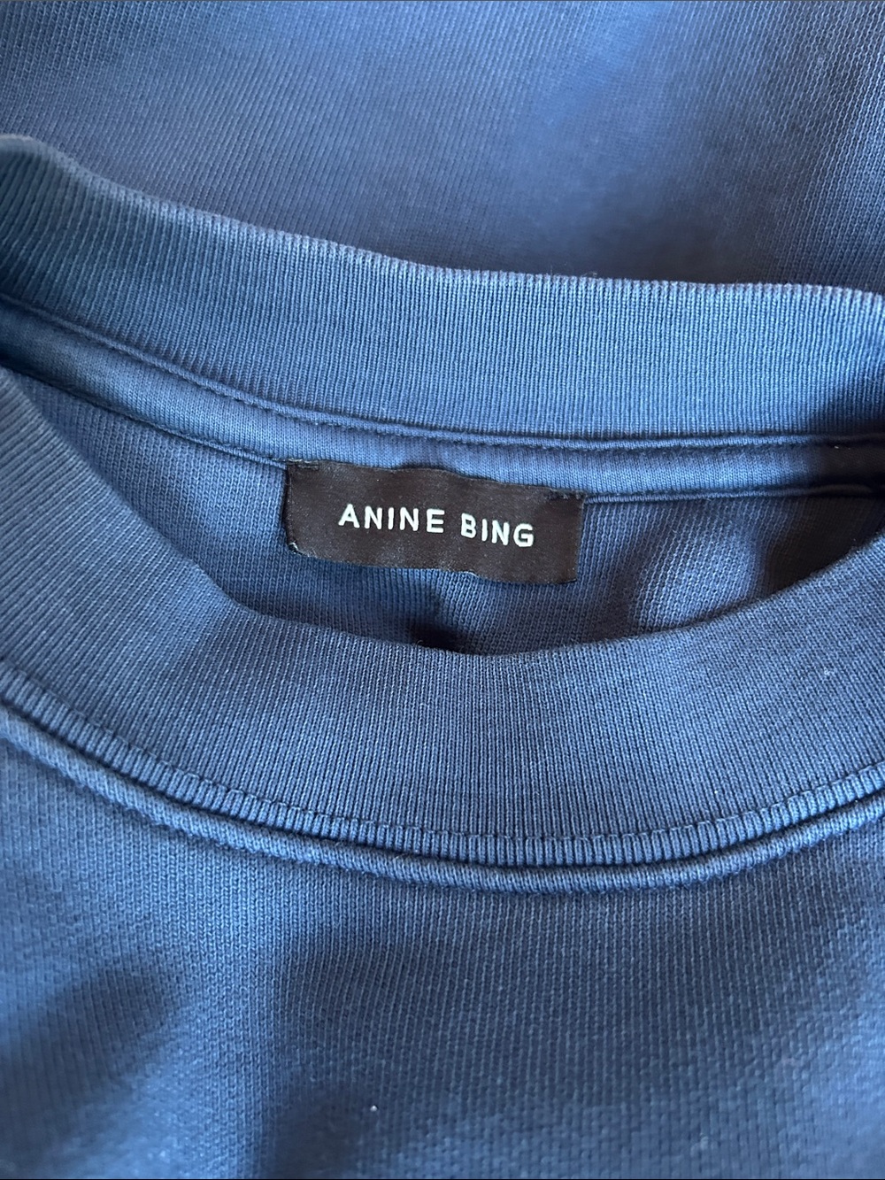 Anine Bing Jaci Sweatshirt Paris in Washed Navy Blue, Size Small - Picture 2 of 6